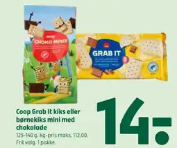 Coop 365 Coop Grab It kiks eller børnekiks mini med chokolade tilbud