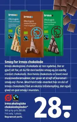 Coop 365 Irma økologiske chokoladeplader tilbud