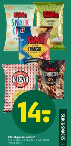 Coop 365 KiMs chips eller nødder tilbud