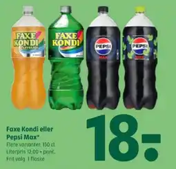 Coop 365 Faxe Kondi eller Pepsi Max tilbud