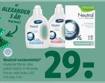 Coop 365 Neutral vaskemiddel tilbud