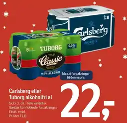 Føtex Carlsberg eller Tuborg alkoholfri øl tilbud