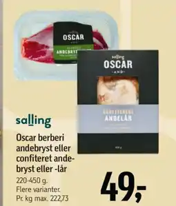 Føtex Salling Oscar berberi andebryst eller confiteret ande- bryst eller -lår tilbud