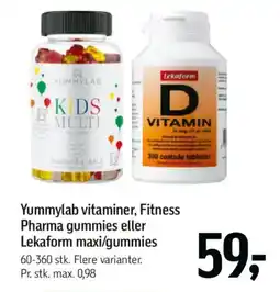 Føtex Yummylab vitaminer, Fitness Pharma gummies eller Lekaform maxi/gummies tilbud