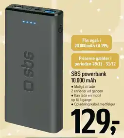 Føtex SBS powerbank 10.000 mAh tilbud