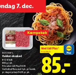 Lidl BUTCHER'S Hakket oksekød tilbud