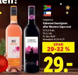 Lidl CIMAROSA Cabernet Sauvignon eller Western Cape rosé tilbud