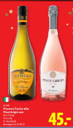 Lidl ALLINI Prosecco Treviso eller Pinot Grigio rosé tilbud