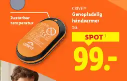 Lidl CRIVIT Genopladelig håndvarmer tilbud