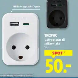 Lidl TRONIC USB-oplader til stikkontakt tilbud