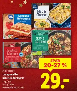 Lidl CHEF SELECT Lasagne eller klassisk færdigret tilbud