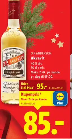 Lidl O.P ANDERSON Akvavit tilbud