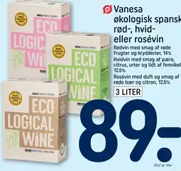 REMA 1000 Vanesa Økologisk spansk rød-, hvid- eller rosévin tilbud