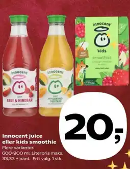 Kvickly Innocent juice eller kids smoothie tilbud