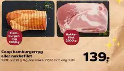 Kvickly Coop hamburgerryg eller nakkefilet tilbud