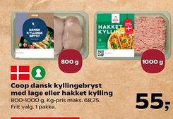 Kvickly Coop dansk kyllingebryst med lage eller hakket kylling tilbud