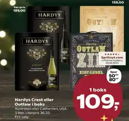 Kvickly Hardys Crest eller Outlaw i boks tilbud