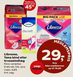 Kvickly Libresse, Tena bind eller trusseindlæg tilbud