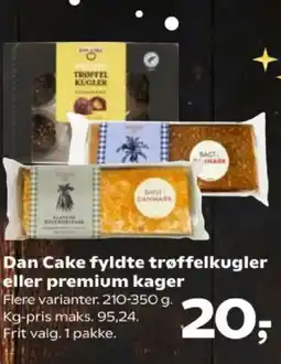 Kvickly Dan Cake fyldte trøffelkugler eller premium kager tilbud