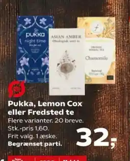 Kvickly Pukka, Lemon Cox eller Fredsted te tilbud