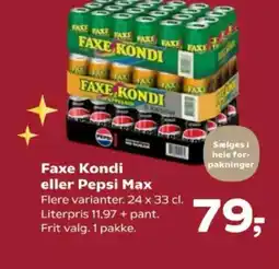 Kvickly Faxe Kondi eller Pepsi Max tilbud