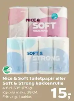 Kvickly Nice & Soft toiletpapir eller Soft & Strong køkkenrulle tilbud