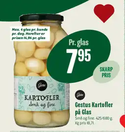 Min Købmand Gestus Kartofler på Glas tilbud