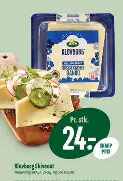 Min Købmand Arla Klovborg Skiveost tilbud