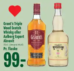Min Købmand Grant's Triple Wood Scotch Whisky eller Aalborg Export Akvavit tilbud