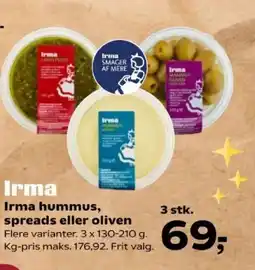 SuperBrugsen Irma hummus, spreads eller oliven tilbud