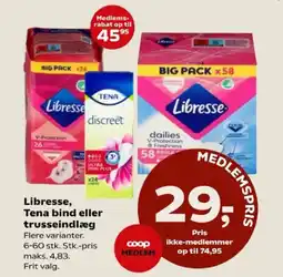 SuperBrugsen Libresse Tena bind eller trusseindlæg tilbud