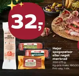 SuperBrugsen Højer spegepølser eller røget mørbrad tilbud