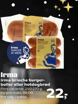 SuperBrugsen Irma brioche burger- boller eller hotdogbrød tilbud