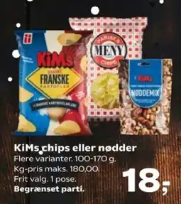 SuperBrugsen KiMs chips eller nødder tilbud
