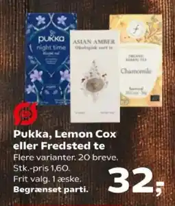 SuperBrugsen Pukka, Lemon Cox eller Fredsted te tilbud