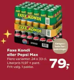 SuperBrugsen Faxe Kondi eller Pepsi Max tilbud