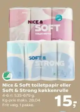 SuperBrugsen Nice & Soft toiletpapir eller Soft & Strong køkkenrulle tilbud