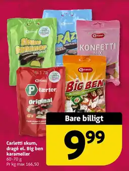 Løvbjerg Carletti skum, dragé el. Big ben karameller tilbud