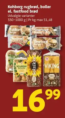 Løvbjerg Kohberg rugbrød, boller el. fastfood brød tilbud