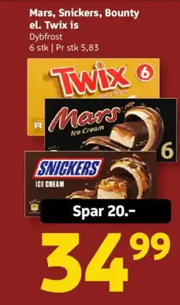 Løvbjerg Mars, Snickers, Bounty el. Twix is tilbud