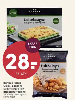 SPAR Rahbek Fish & Chips, Lasagne, Sildefileter eller Blæksprutteringe tilbud