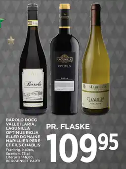 MENY Barolo docg valle ilaria, lagunilla optimus rioja eller domaine marillier père et fils chablis tilbud