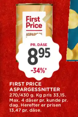MENY FIRST PRICE Aspargessnitter tilbud