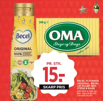 MENY BECEL Flydende original, becel let eller oma stege & bage tilbud
