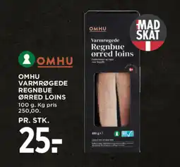 MENY OMHU Varmrøgede regnbue ørred loins tilbud