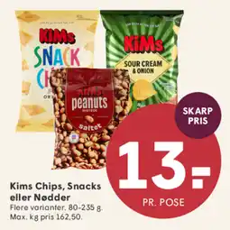 SPAR Kims Chips, Snacks eller Nødder tilbud