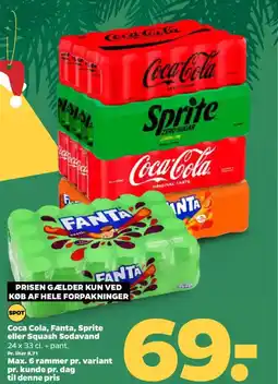 Netto Coca Cola, Fanta, Sprite eller Squash Sodavand tilbud