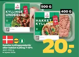 Netto Danske kyllingeunderlår eller hakket kylling 7-10% tilbud
