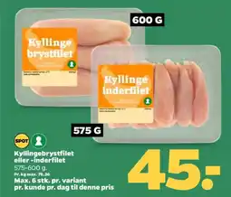 Netto Kyllingebrystfilet eller -inderfilet tilbud