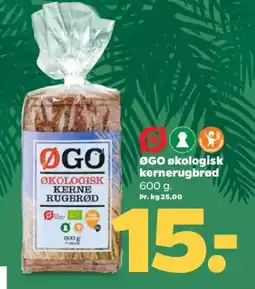 Netto ØGO økologisk kernerugbrød tilbud